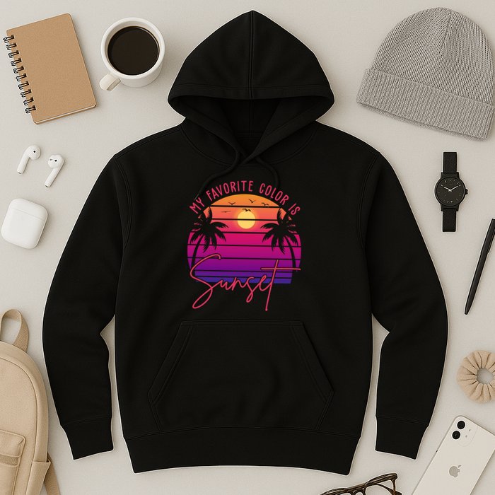 My Favorite Color Is Sunset Summer Retro Hoodie
