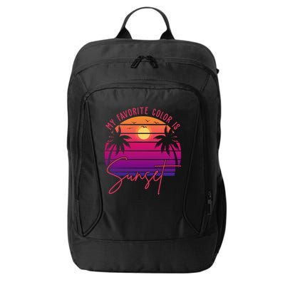 My Favorite Color Is Sunset Summer Retro City Backpack