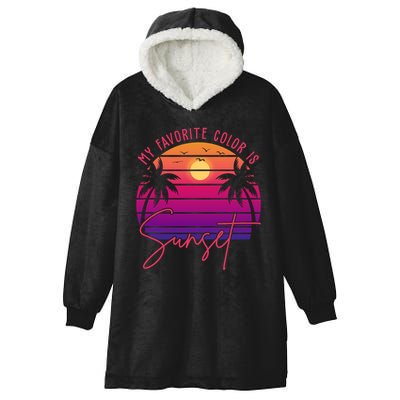 My Favorite Color Is Sunset Summer Retro Hooded Wearable Blanket