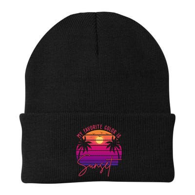 My Favorite Color Is Sunset Summer Retro Beanie