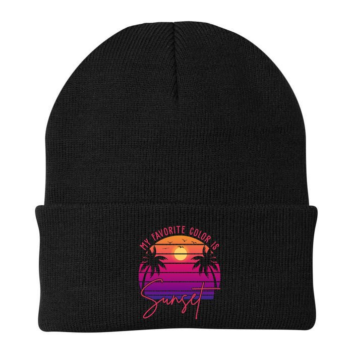 My Favorite Color Is Sunset Summer Retro Beanie