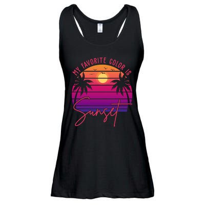 My Favorite Color Is Sunset Summer Retro Ladies Essential Flowy Tank