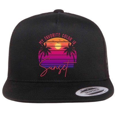 My Favorite Color Is Sunset Summer Retro Flatbill Hat