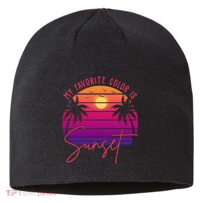 My Favorite Color Is Sunset Summer Retro Sustainable Beanie