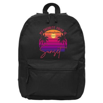 My Favorite Color Is Sunset Summer Retro 16 in Basic Backpack