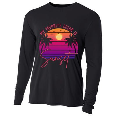 My Favorite Color Is Sunset Summer Retro Cooling Performance Long Sleeve Crew
