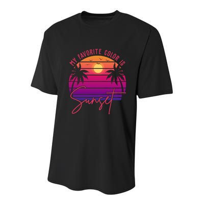 My Favorite Color Is Sunset Summer Retro Youth Performance Sprint T-Shirt