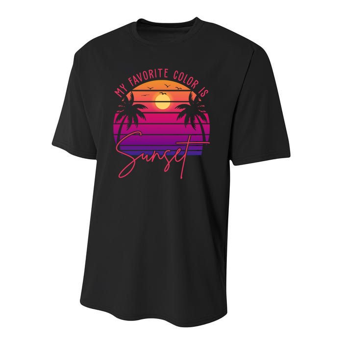 My Favorite Color Is Sunset Summer Retro Youth Performance Sprint T-Shirt