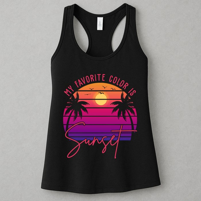 My Favorite Color Is Sunset Summer Retro Womens Tank Top