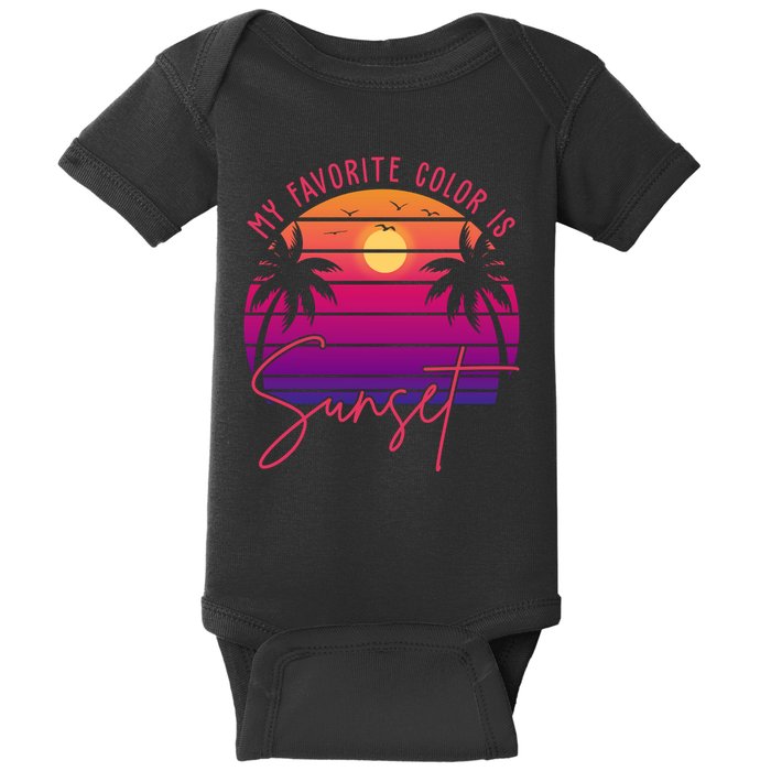 My Favorite Color Is Sunset Summer Retro Baby Bodysuit