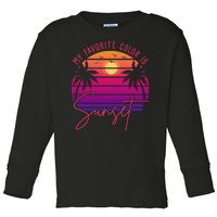 My Favorite Color Is Sunset Summer Retro Toddler Long Sleeve Shirt