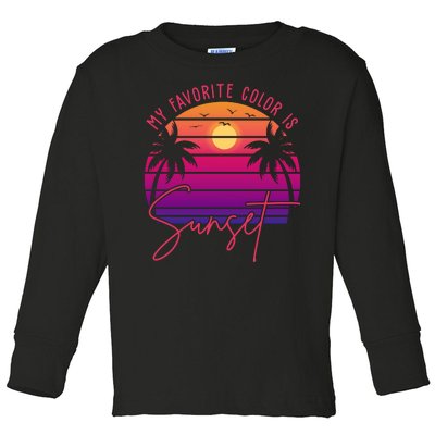 My Favorite Color Is Sunset Summer Retro Toddler Long Sleeve Shirt