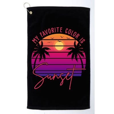 My Favorite Color Is Sunset Summer Retro Golf Towel