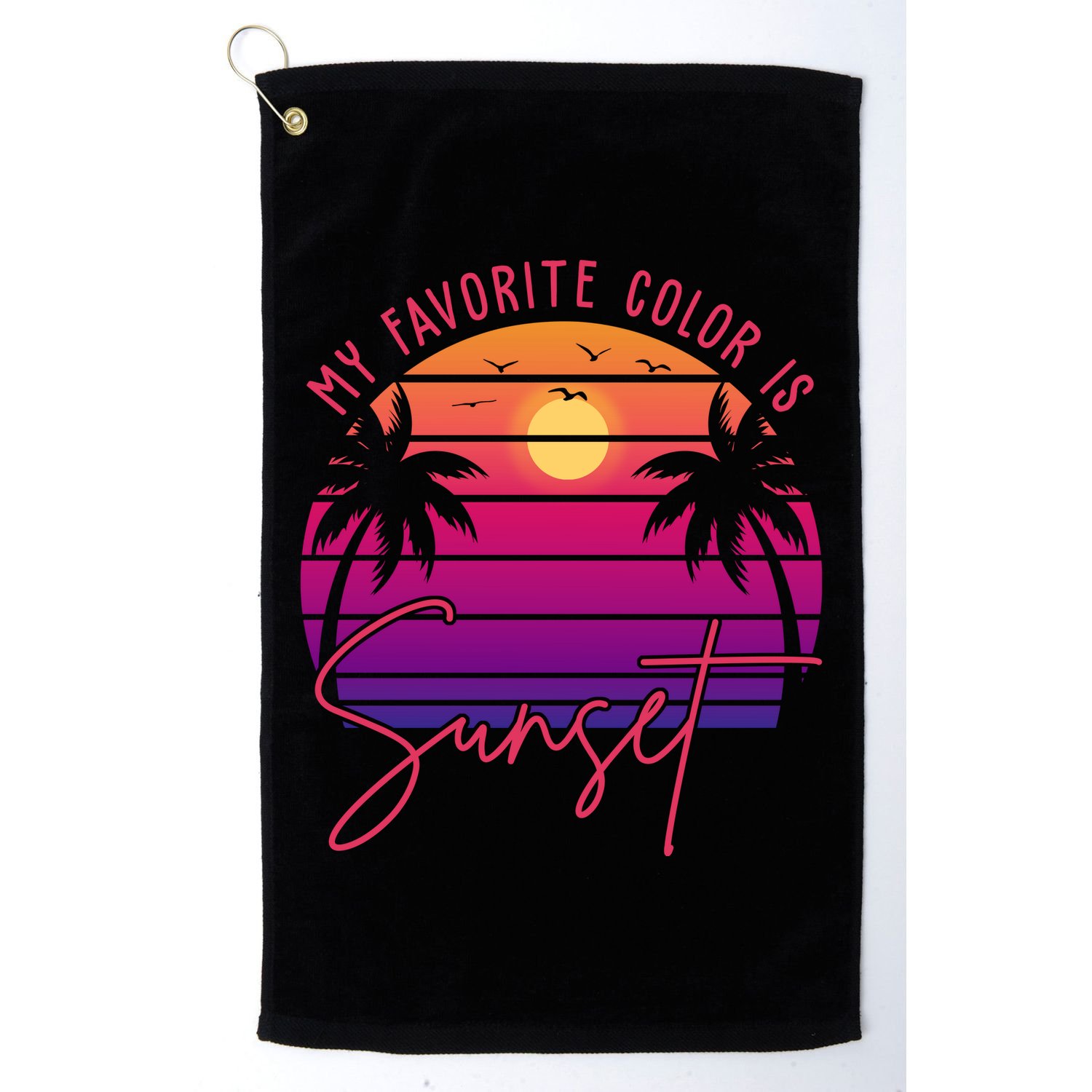 My Favorite Color Is Sunset Summer Retro Golf Towel