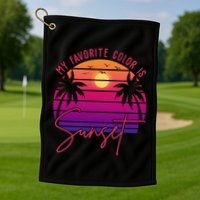 My Favorite Color Is Sunset Summer Retro Golf Towel
