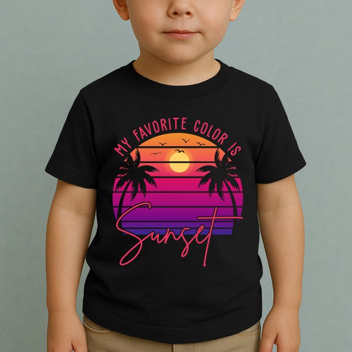 My Favorite Color Is Sunset Summer Retro Toddler T-Shirt