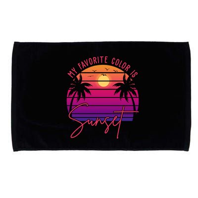 My Favorite Color Is Sunset Summer Retro Microfiber Hand Towel