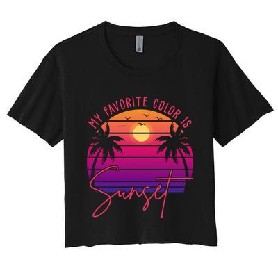 My Favorite Color Is Sunset Summer Retro Crop Top