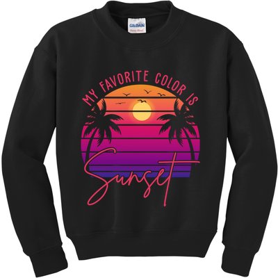 My Favorite Color Is Sunset Summer Retro Kids Sweatshirt