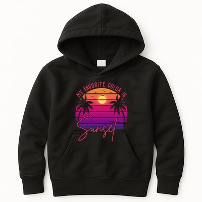 My Favorite Color Is Sunset Summer Retro Kids Hoodie