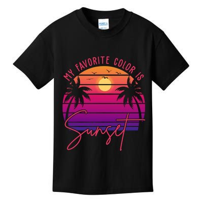 My Favorite Color Is Sunset Summer Retro Kids T-Shirt