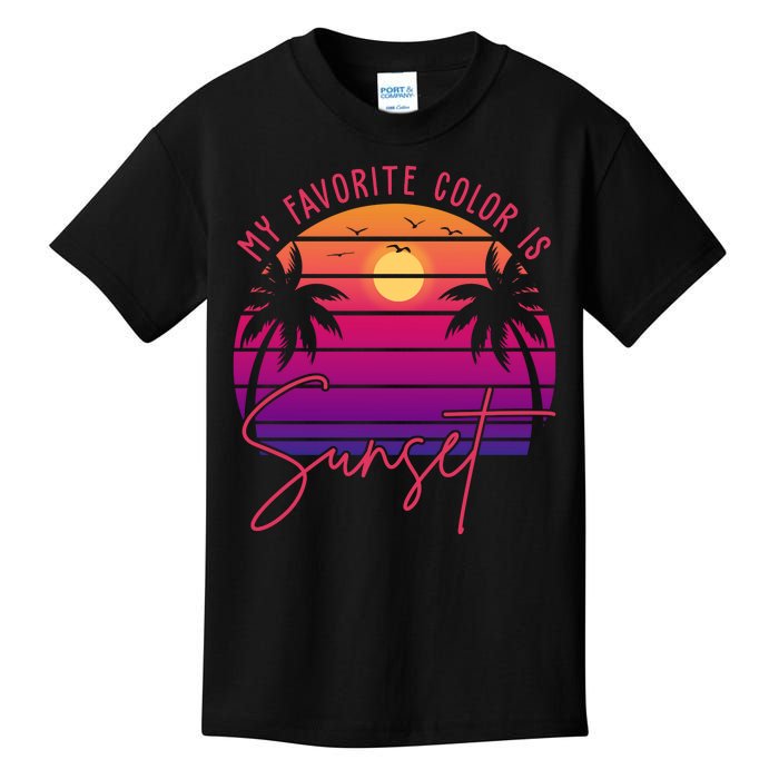 My Favorite Color Is Sunset Summer Retro Kids T-Shirt