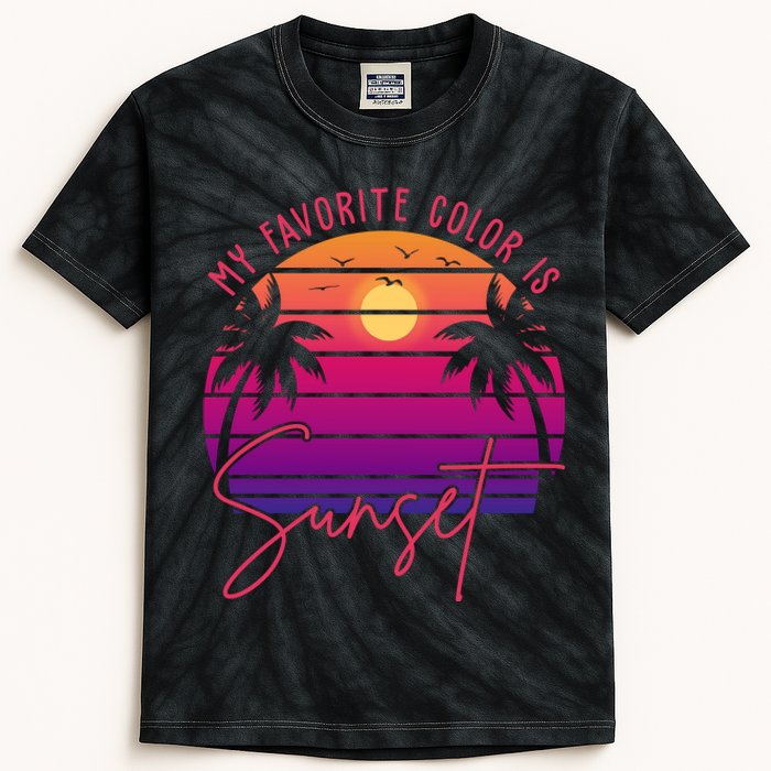 My Favorite Color Is Sunset Summer Retro Kids Tie-Dye T-Shirt