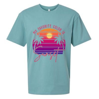 My Favorite Color Is Sunset Summer Retro Sueded Cloud Jersey T-Shirt