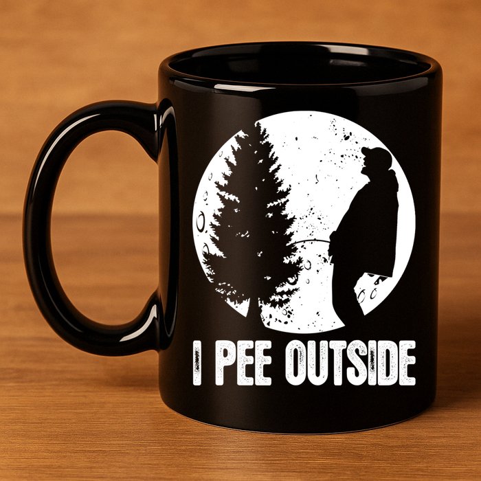 Mens Funny Camping Shirts For Men I Pee Outside Inappropriate TShirt 11oz C Handle Ceramic Mug