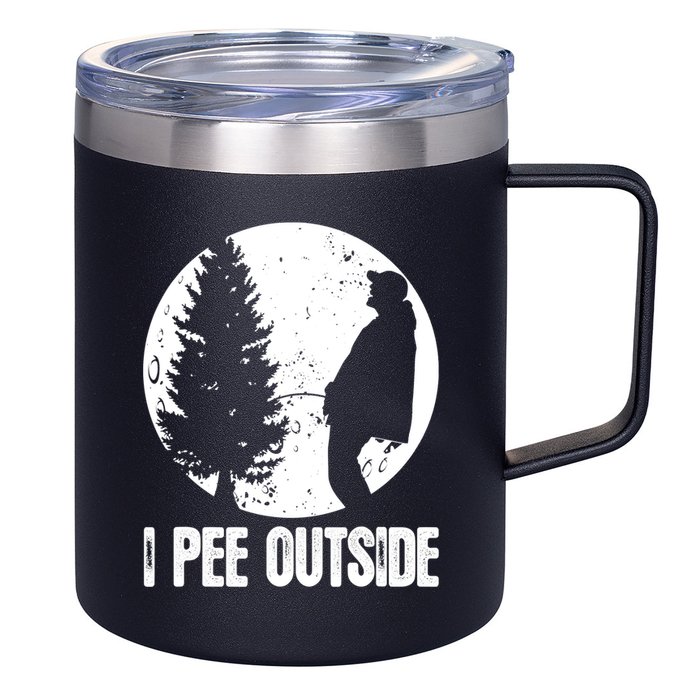 Mens Funny Camping Shirts For Men I Pee Outside Inappropriate TShirt 12oz Stainless Steel Coffee Mug