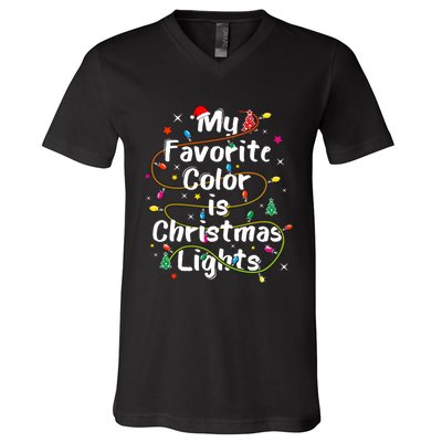 My Favorite Color Is Christmas Lights Merry And Bright Art Hoodie V-Neck T-Shirt