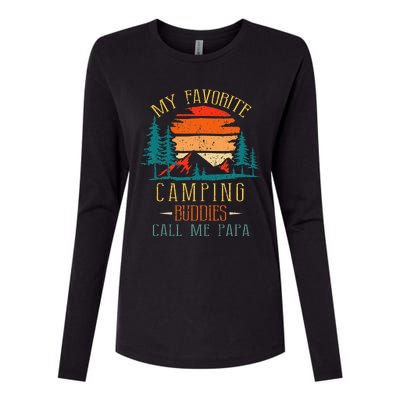 My Favorite Camping Buddies Call Me Papa Funny Family Father Womens Cotton Relaxed Long Sleeve T-Shirt