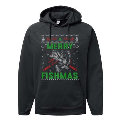 Merry Fishmas Christmas Sweater Fishers Performance Fleece Hoodie