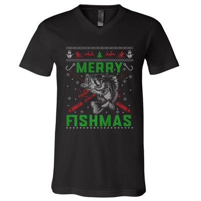 Merry Fishmas Christmas Sweater Fishers V-Neck T-Shirt