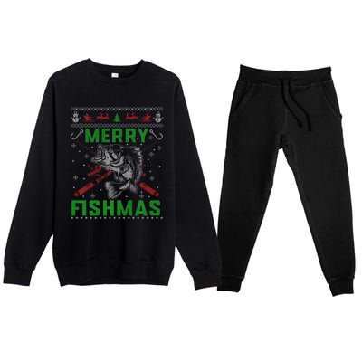 Merry Fishmas Christmas Sweater Fishers Premium Crewneck Sweatsuit Set