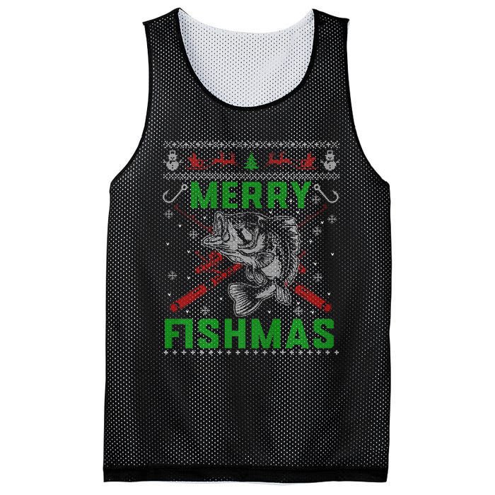 Merry Fishmas Christmas Sweater Fishers Mesh Reversible Basketball Jersey Tank