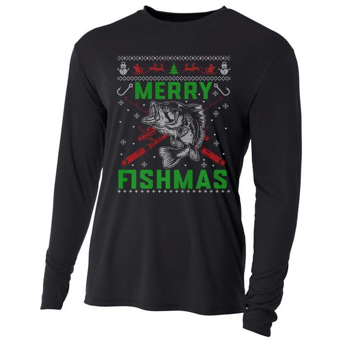 Merry Fishmas Christmas Sweater Fishers Cooling Performance Long Sleeve Crew