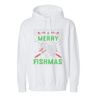 Merry Fishmas Christmas Sweater Fishers Garment-Dyed Fleece Hoodie