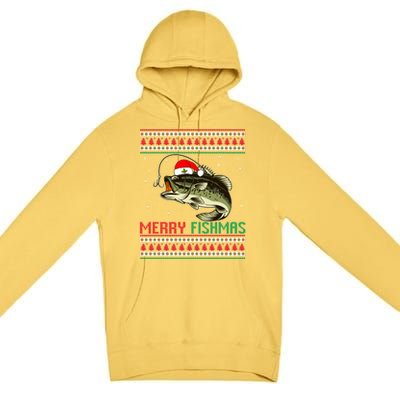 Merry Fishmas Christmas Fish Fisherman Funny Fishing Premium Pullover Hoodie