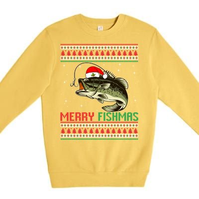 Merry Fishmas Christmas Fish Fisherman Funny Fishing Premium Crewneck Sweatshirt