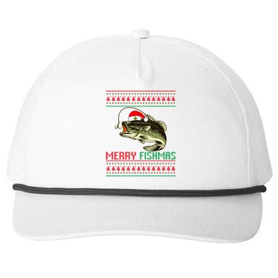 Merry Fishmas Christmas Fish Fisherman Funny Fishing Snapback Five-Panel Rope Hat