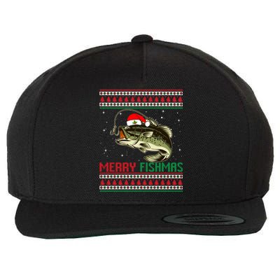 Merry Fishmas Christmas Fish Fisherman Funny Fishing Wool Snapback Cap