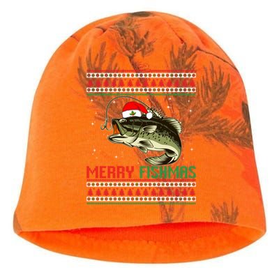 Merry Fishmas Christmas Fish Fisherman Funny Fishing Kati - Camo Knit Beanie