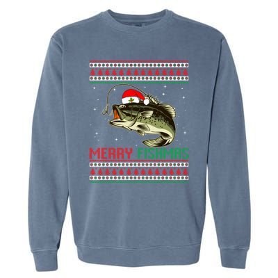 Merry Fishmas Christmas Fish Fisherman Funny Fishing Garment-Dyed Sweatshirt