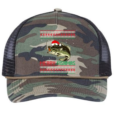 Merry Fishmas Christmas Fish Fisherman Funny Fishing Retro Rope Trucker Hat Cap