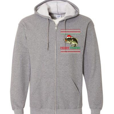 Merry Fishmas Christmas Fish Fisherman Funny Fishing Full Zip Hoodie