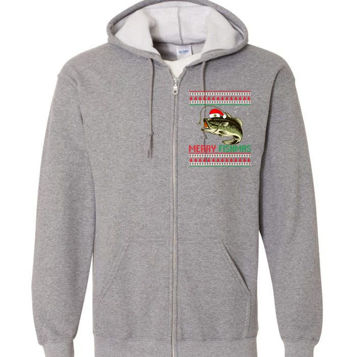 Merry Fishmas Christmas Fish Fisherman Funny Fishing Full Zip Hoodie