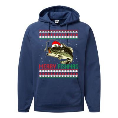 Merry Fishmas Christmas Fish Fisherman Funny Fishing Performance Fleece Hoodie