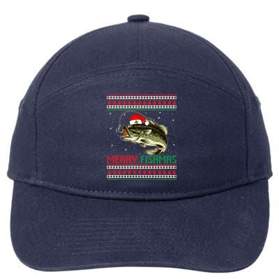 Merry Fishmas Christmas Fish Fisherman Funny Fishing 7-Panel Snapback Hat