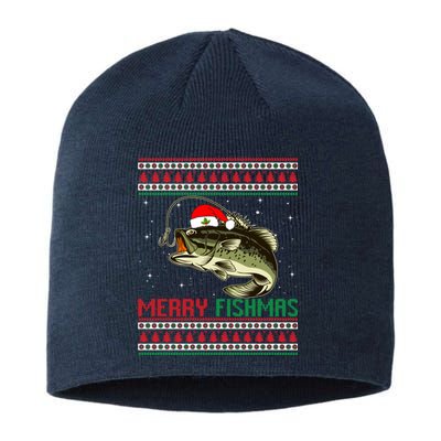 Merry Fishmas Christmas Fish Fisherman Funny Fishing Sustainable Beanie